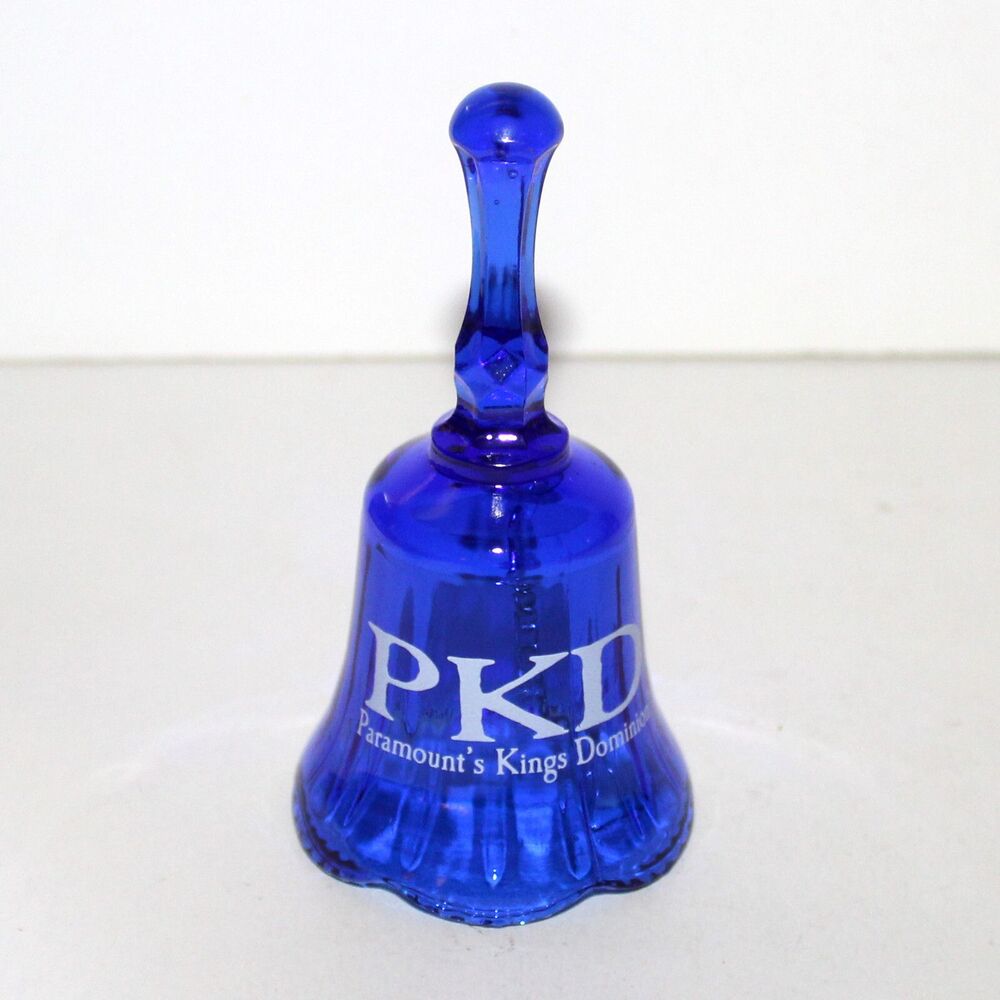 Paramount’s Kings Dominion Cobalt Blue Glass Bell souvenir Amusemet Park VA